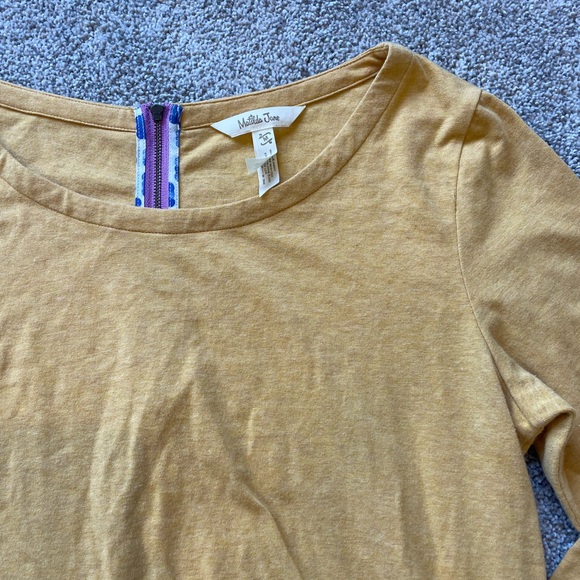 Womens Mustard Matilda Jane Sleeve Top with Blue Ruffle Hem- Size Medium - Picture 3 of 4